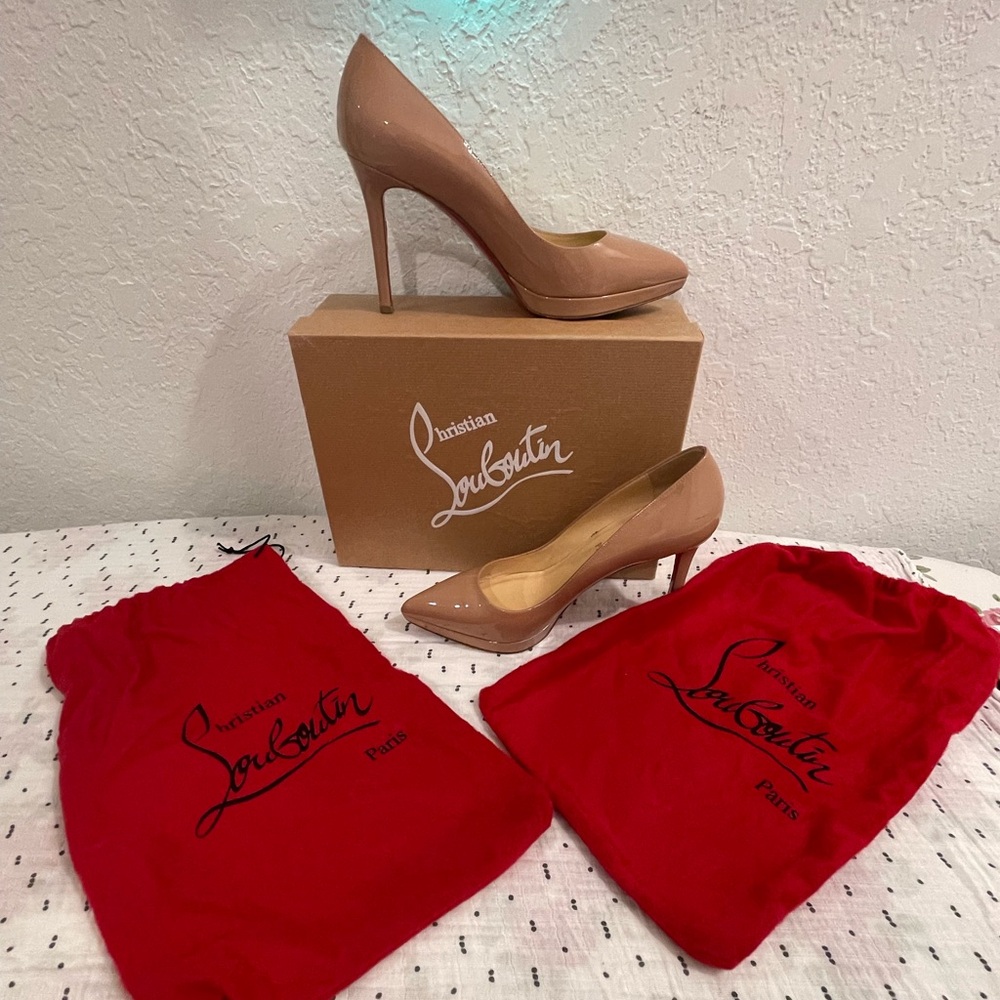 Christian Louboutin Beige Heels with Signature Red Sole